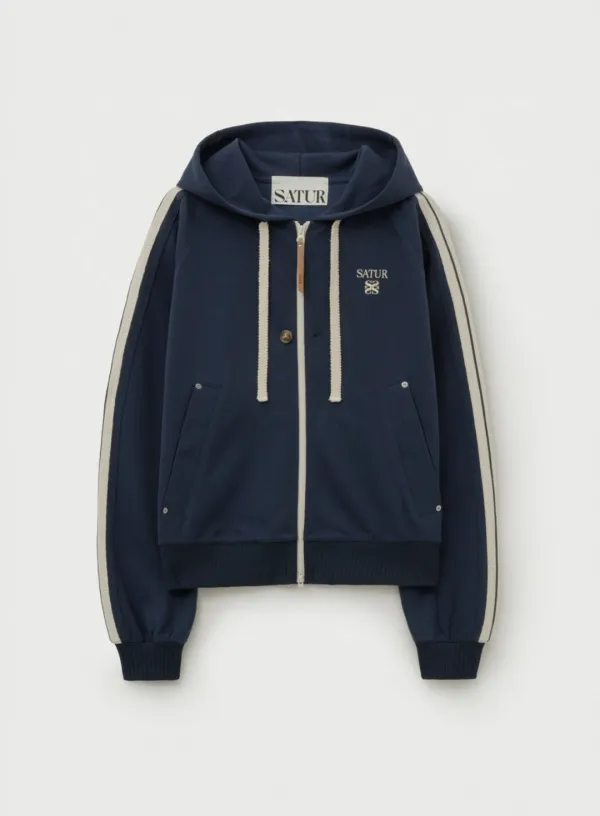 Lawton Loose Fit Hood Zip-up - Navy