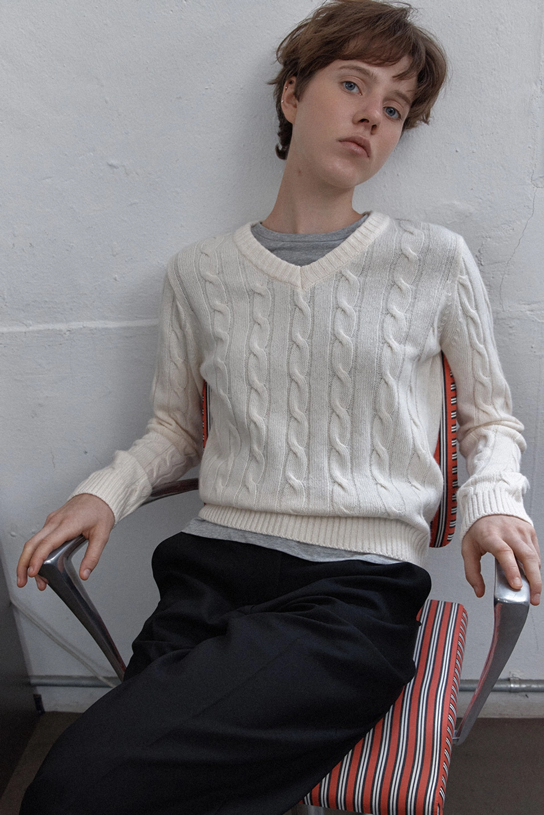 브렌다 브렌든 rachel v knit - ivory 상품 이미지 3