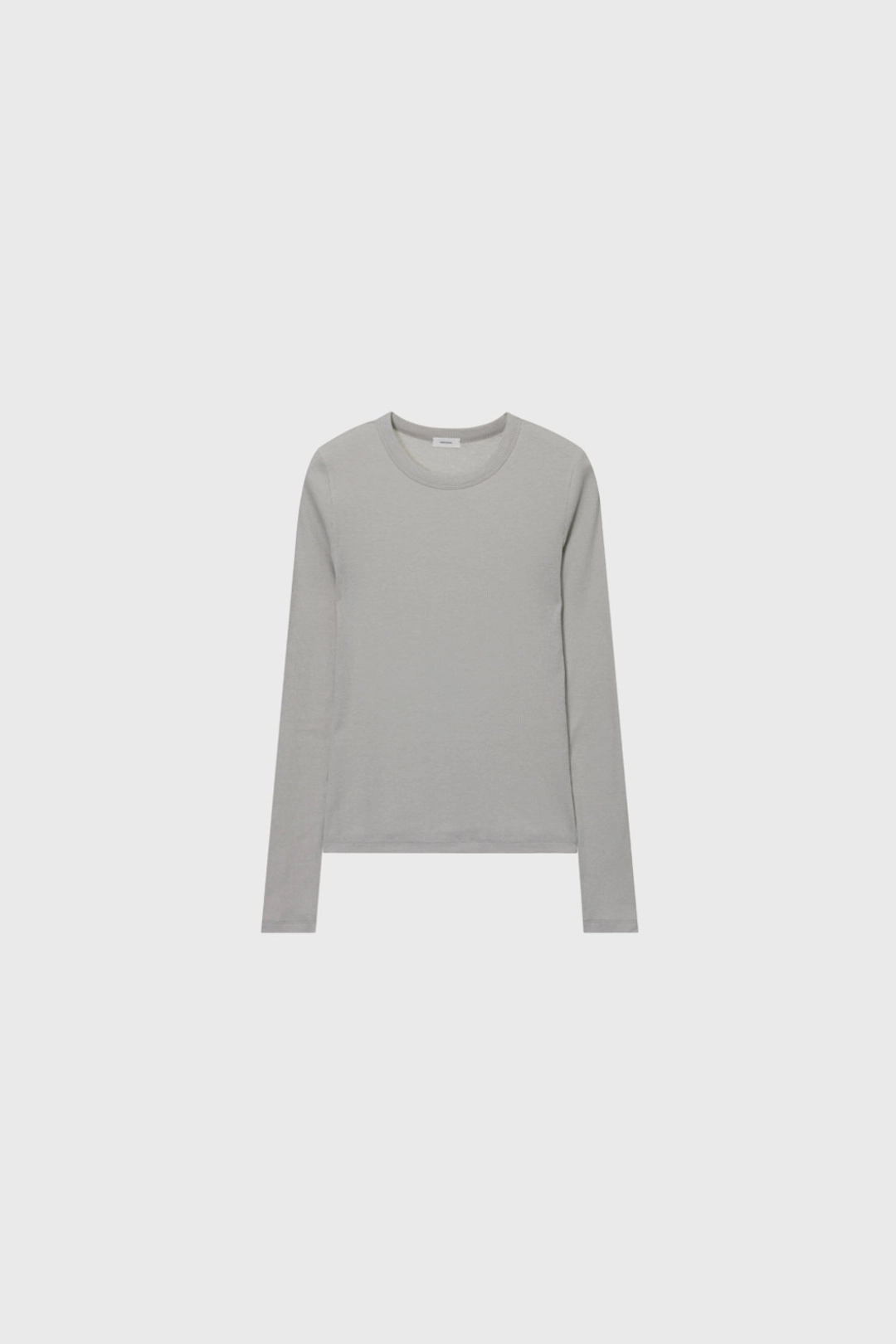 모노하 Classic Ribbed T-Shirt (Light Gray / Brown) 상품 이미지 1