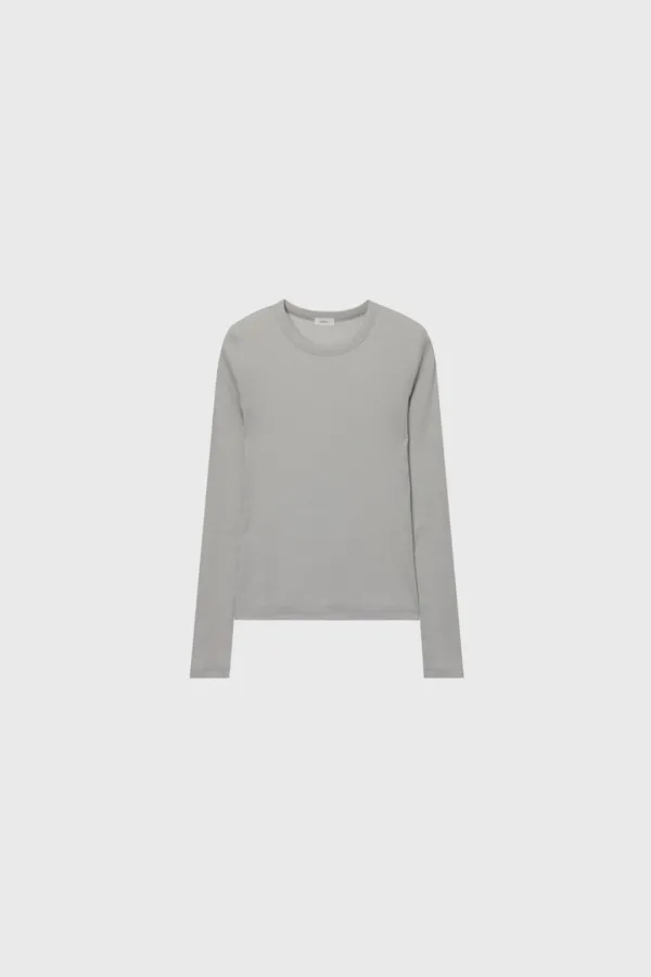 Classic Ribbed T-Shirt (Light Gray / Brown)