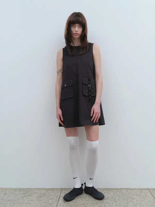 Buckle Strap Mini Dress [Black]