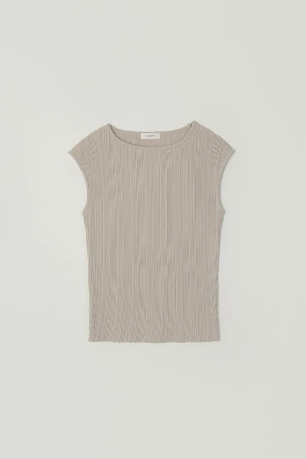 ELENA PLEATS CAP SLEEVE KNIT_BEIGE
