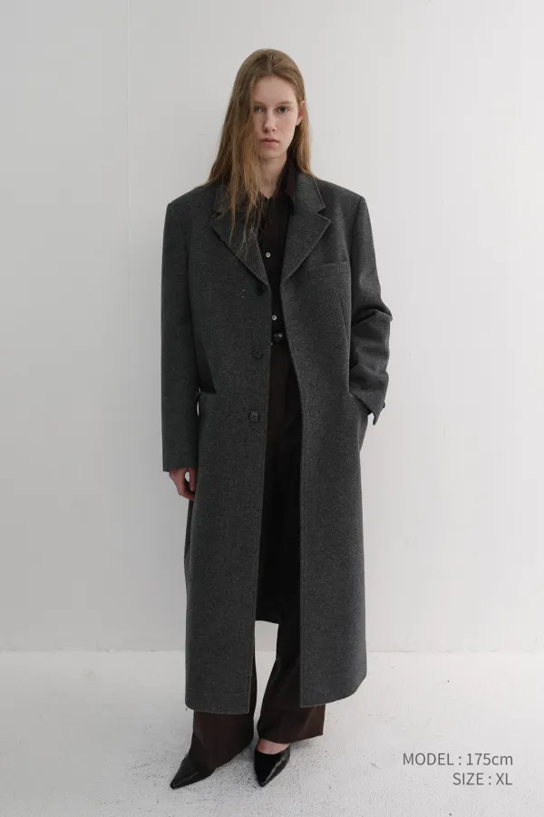 [EARLY ACCESS] UNISEX 2-WAY 3 BUTTON CASHMERE COAT CHARCOAL GREY_UDCO6D121CG