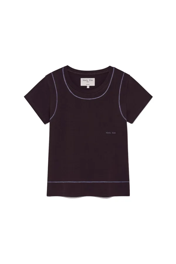 STITCH POINT SMALL LOGO TOP IN BROWN