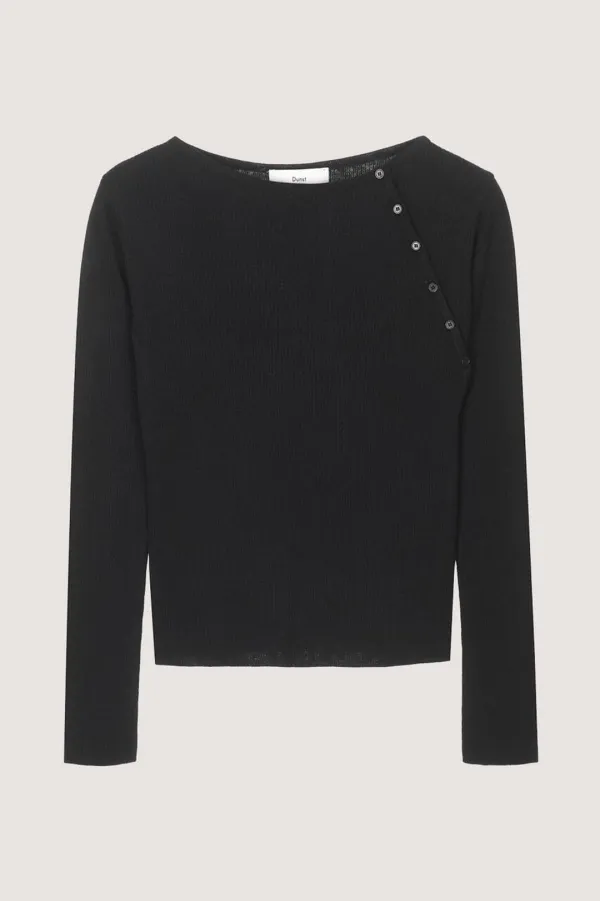 BUTTONED SLIT KNIT TOP BLACK_UDSW5A206BK