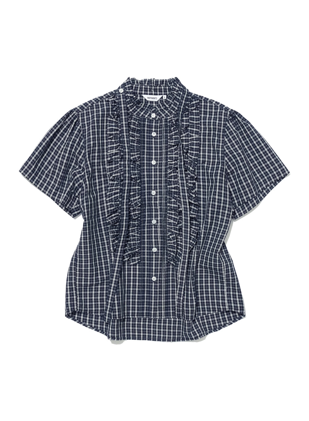 파르티멘토 [WOMEN] SCARF RUFFLE PINTUCK BLOUSE_NAVY CHECK 상품 이미지 1