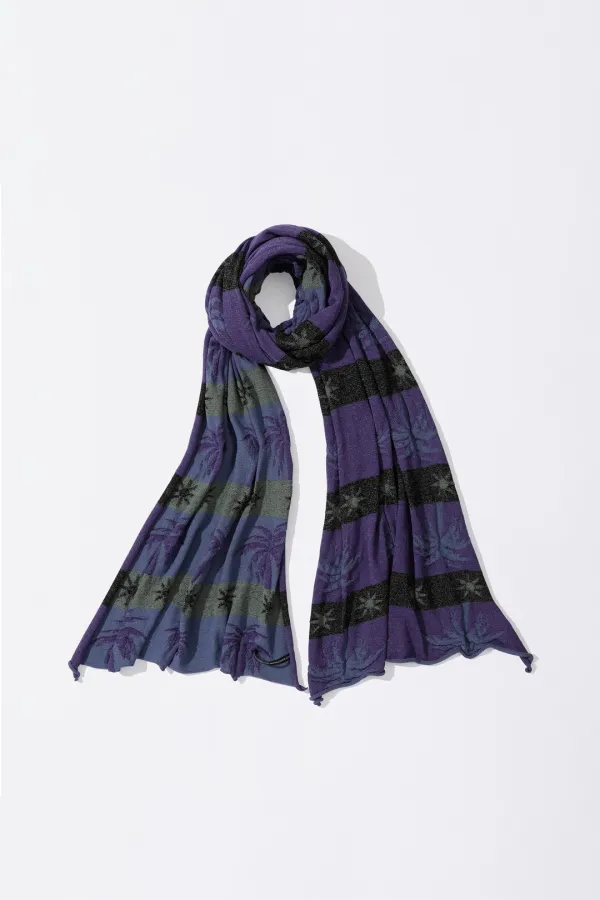 Striped Jacquard Scarf Purple/Black