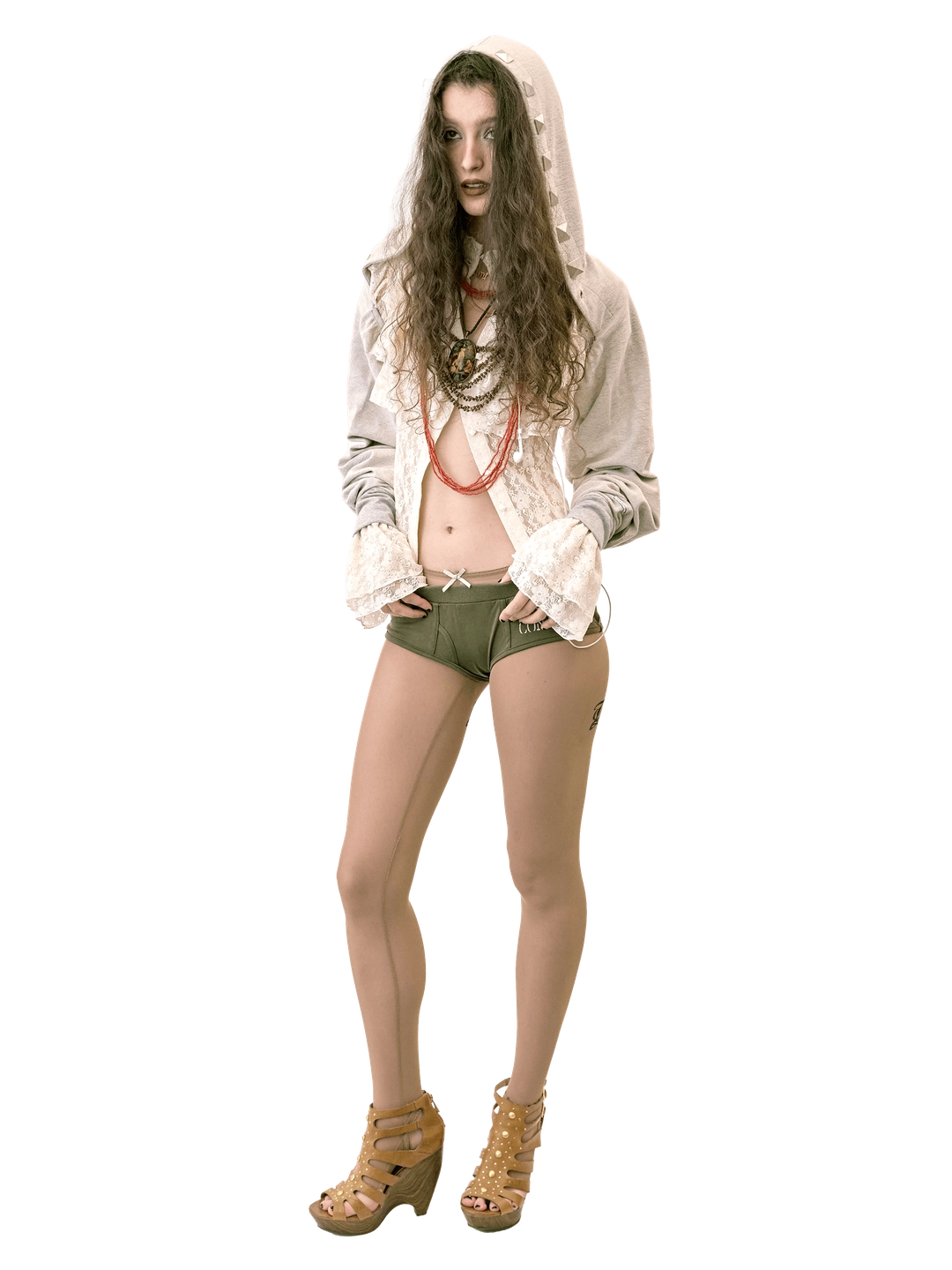 스컬프터 Hooded Scarf Bolero Melange Gray 상품 이미지 2