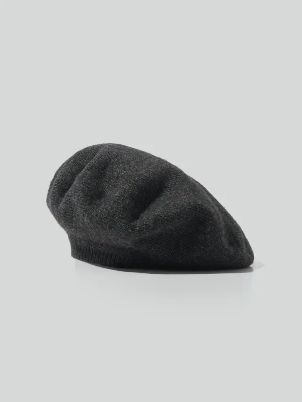 KNIT BERET (MELANGE GREY)