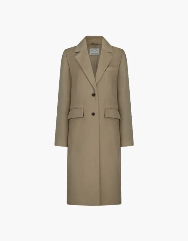 cashmere wool single coat - beige