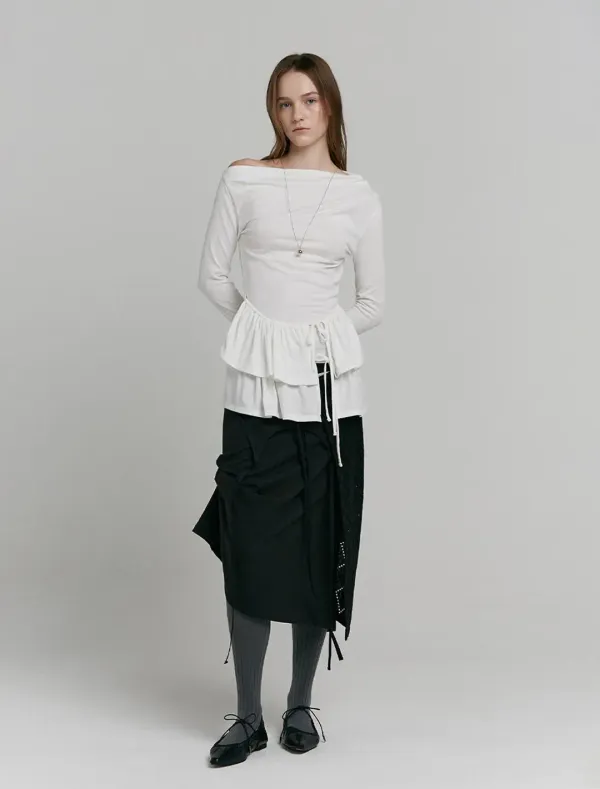 DOUBLE SHIRRING T-SHIRT [WHITE]