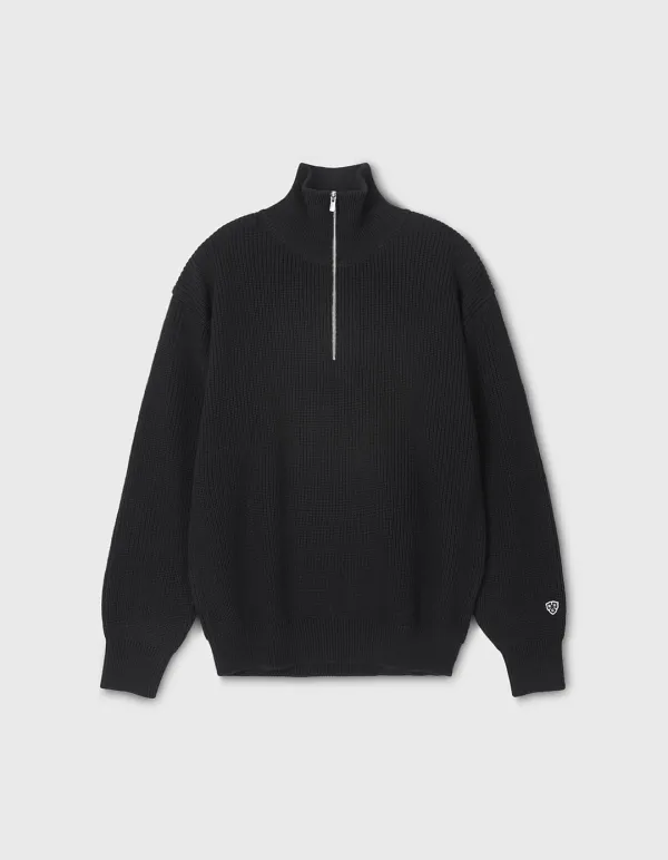 CLOVER WOOL HALF-ZIP / Black