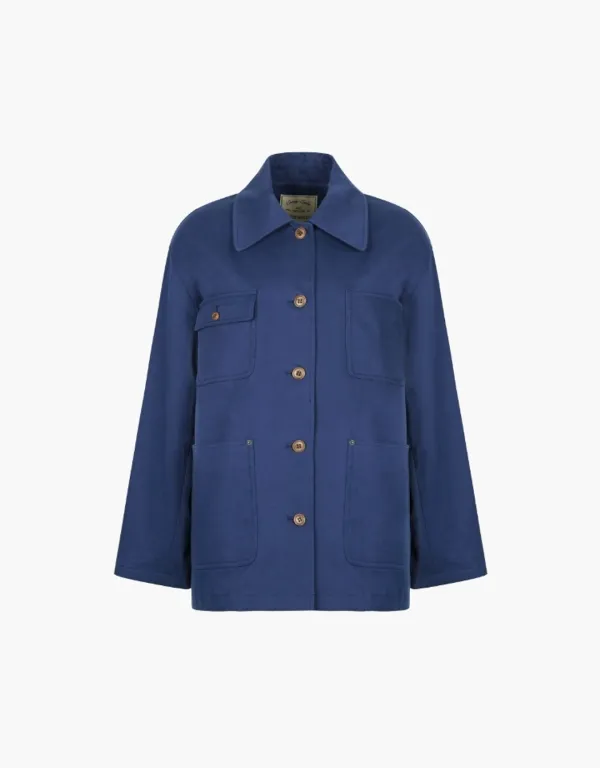 washing cotton work jacket - blue