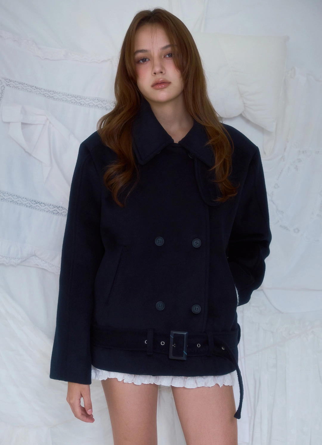 로제프란츠 Belt Half-neck Wool Jacket [Dark Navy] 상품 이미지 2