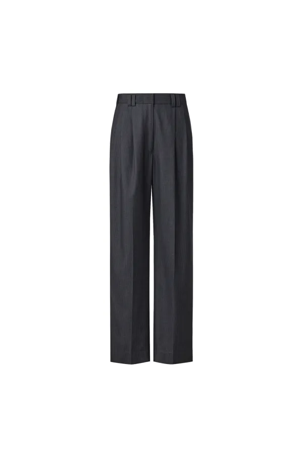 STRIPED TWO TUCK PANTS [CHARCOAL]
