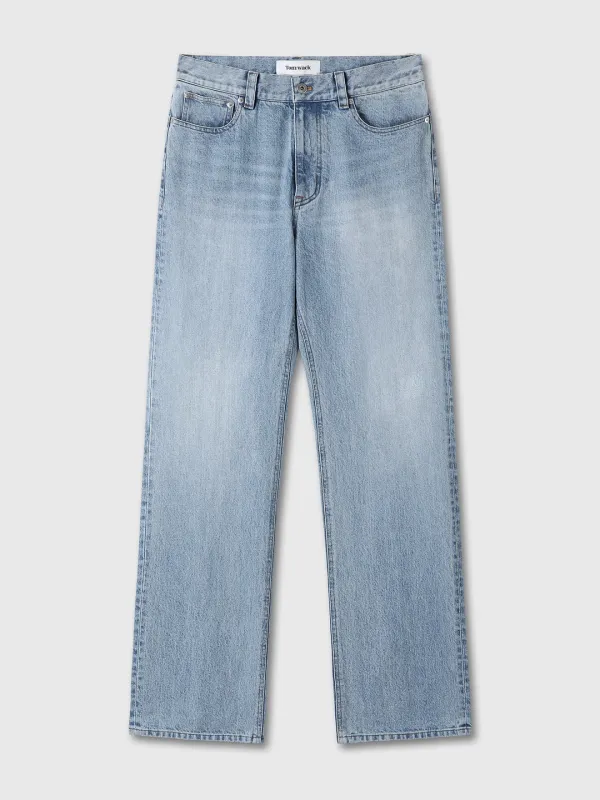 STRAIGHT-LEG DENIM JEANS_ WASHED LIGHT BLUE