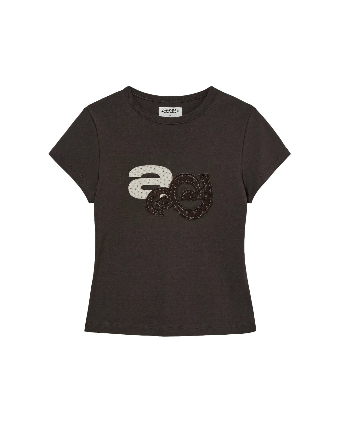 에이이에이이 APPLIQUE FLOWER LOGO TEE [DARK BROWN] 상품 이미지 1