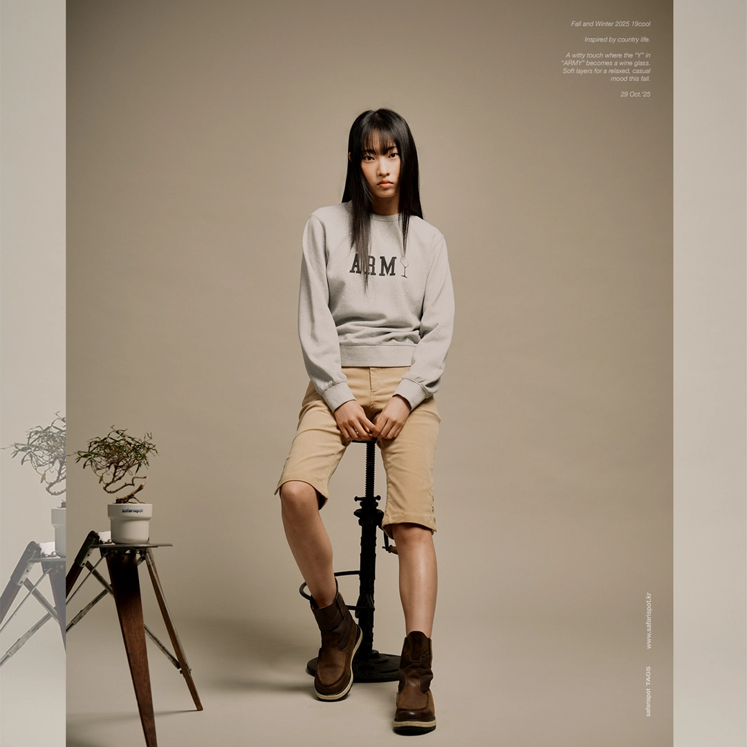사파리스팟 1/2 Army Wine Paint Sweat Shirt (Light Gray) 상품 이미지 2