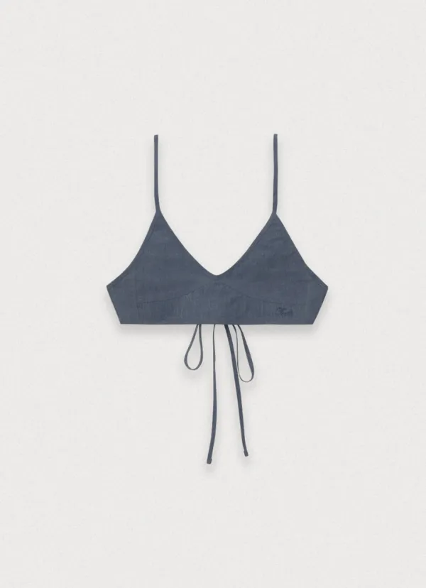 Vacation nylon bra top - vintage blue