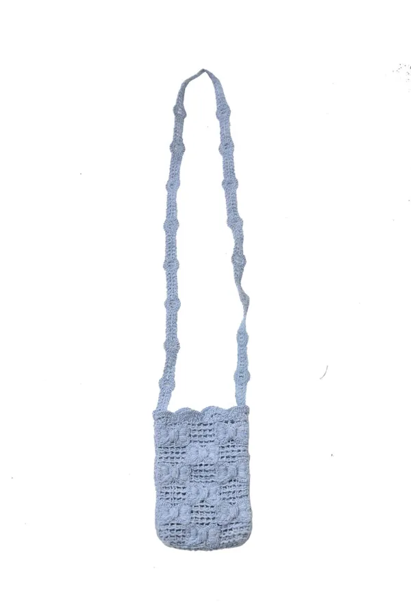RIBBON KNIT MINI CROSS BAG SKY