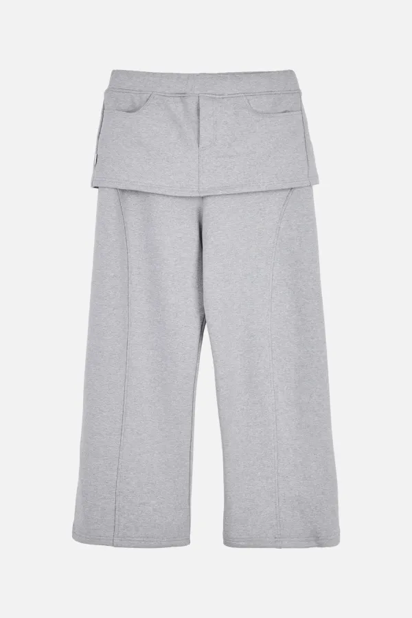 Skirt Layered Sweatpants _ Gray