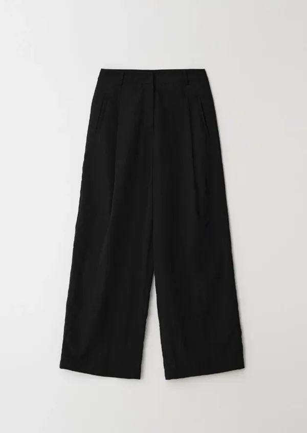summer cooling pintuck slacks-black