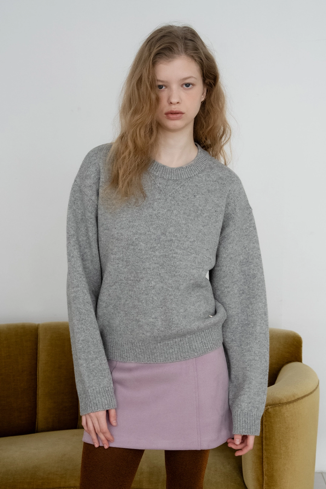 위드아웃썸머 Basic crew knit_gray 상품 이미지 2
