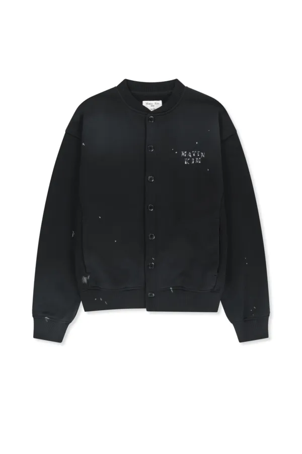 DUSTY WASHED BUTTON UP JUMPER IN BLACK