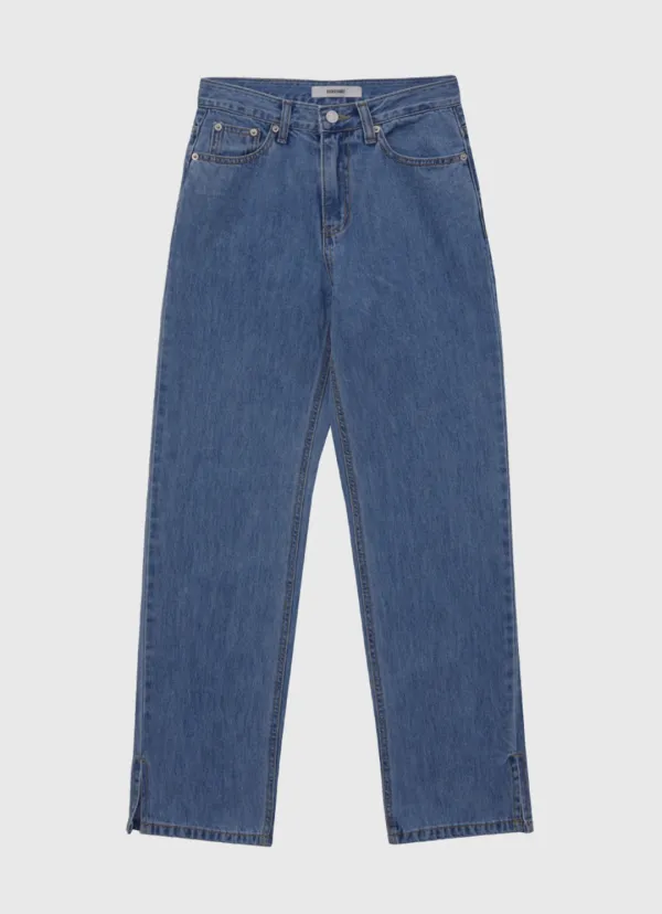 Summer Straight Fit Slit Denim Pants