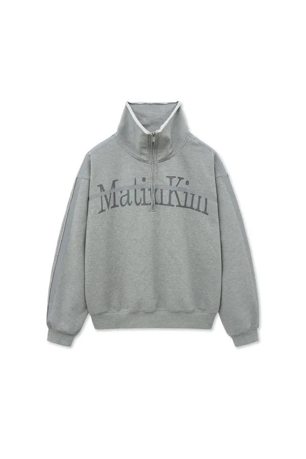 CUT OUT HALF ZIP SWEATSHIRT FOR MEN IN GREY
