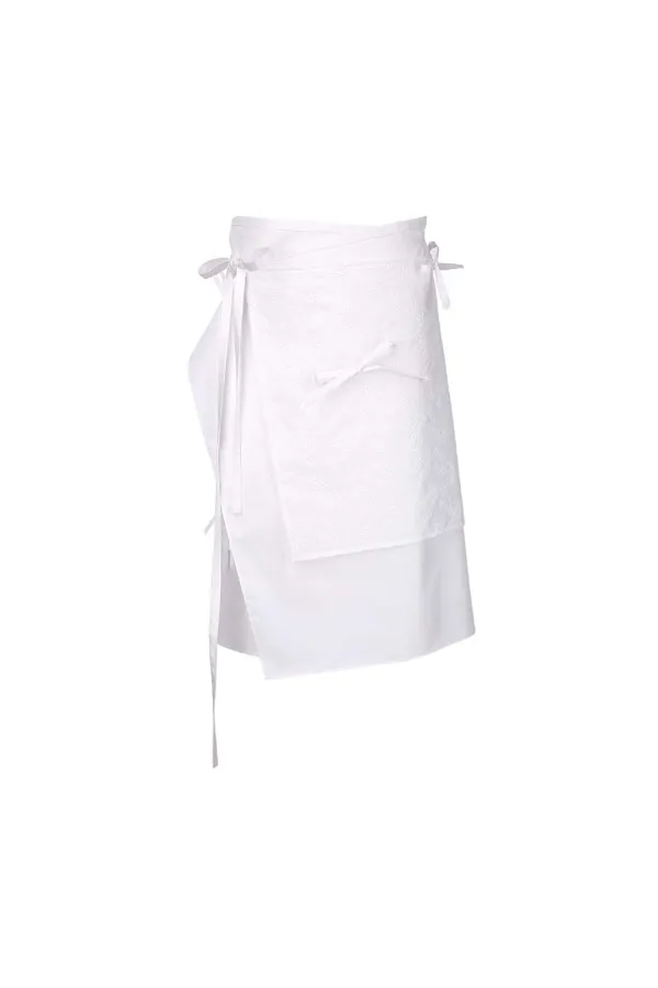 Ribbon Detailed Wrap Skirt, White