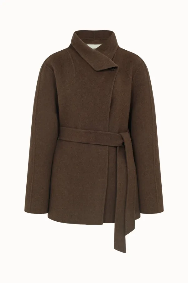 [3차 리오더]High Neck Half Handmade Coat[LMBFWI23CT702]-Brown Melange