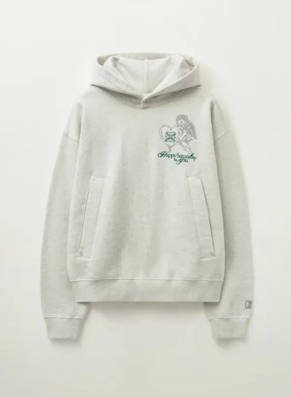 Angel Cross Stitch Hoodie - Melange Ivory