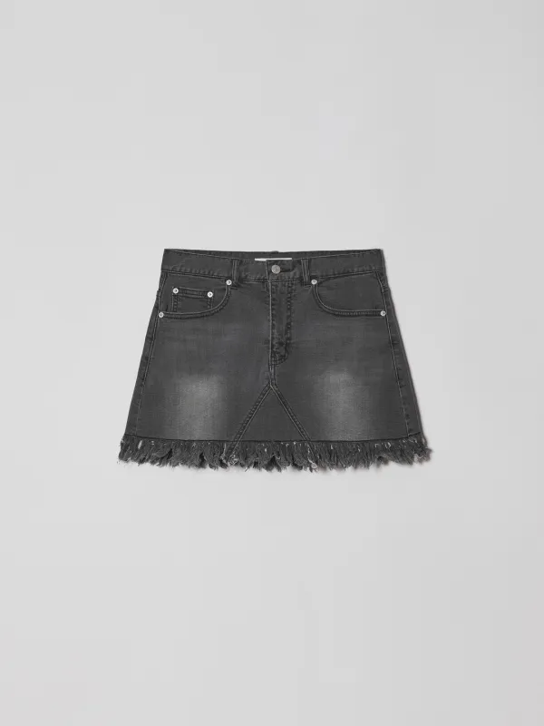 LOW WAIST DENIM SHORT SKIRT [GREY]