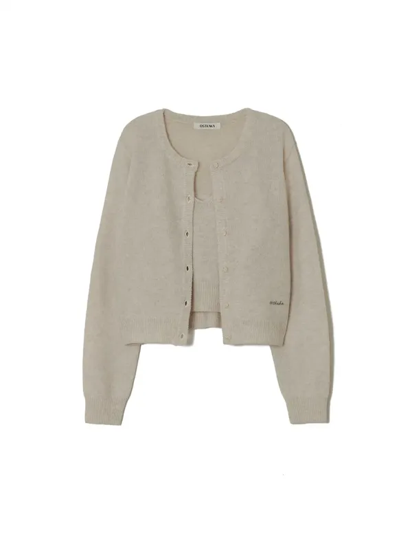Merino Wool Blended Twin Set Oatmeal