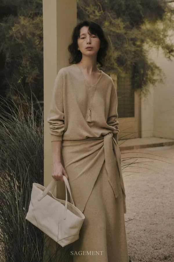 VELOUR WOOL SHAWL MUFFLER_BEIGE