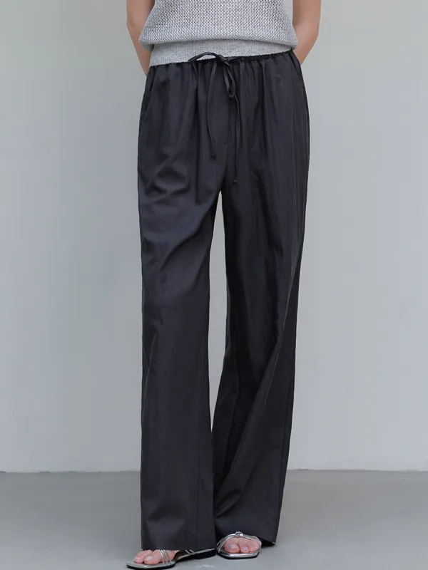 comos 1145 nylon wide banding pants (charcoal)