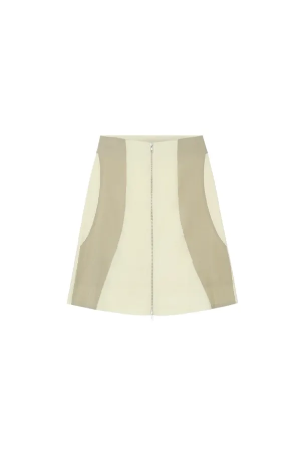 Colour blocked midi skirt - Ivory/Beige