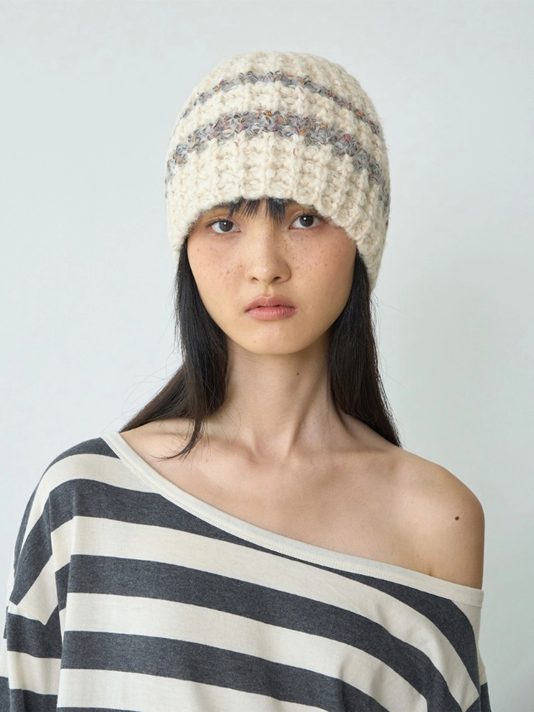 밀로 우먼 Bold Stripe Beanie [Ivory] 상품 이미지 2