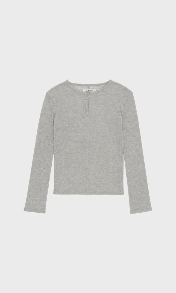 Misty Henley Neck Top_Melange Grey