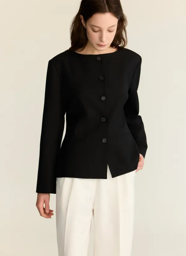 [7차 리오더] minimal boat-neck jacket_bk