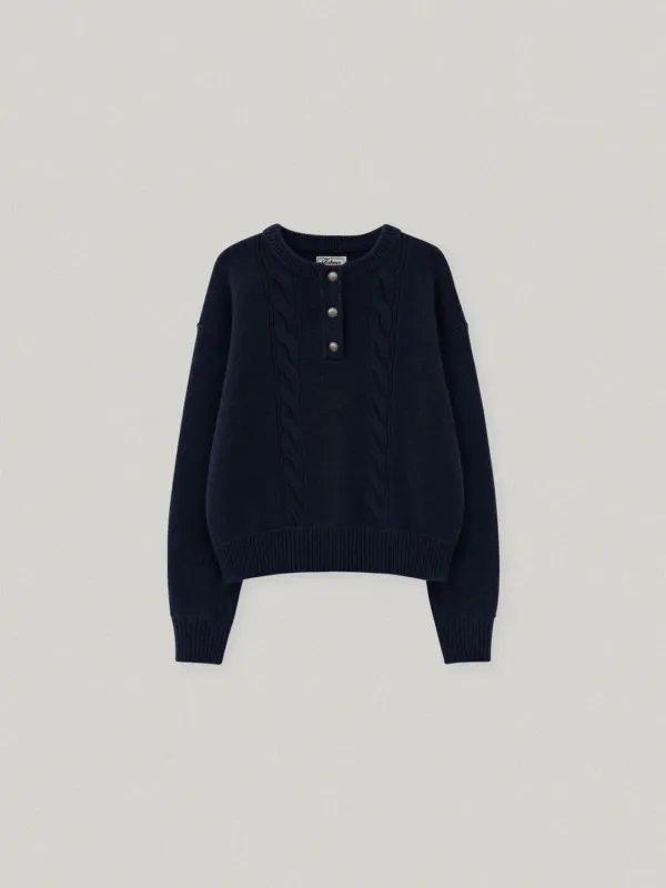 HERRIT HENRY NECK KNIT (NAVY)