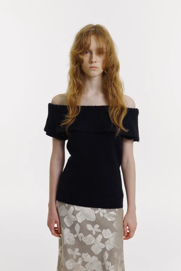 Sophia Off Shoulder Knit in Black