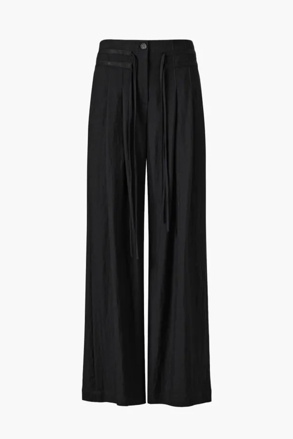 Pintucked Summer Wide Pants, Black