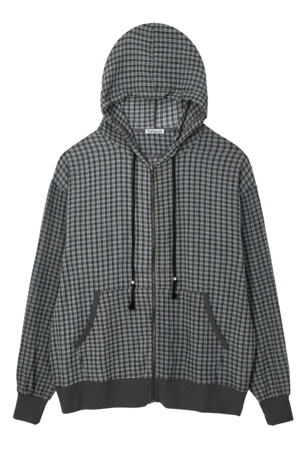 CHECK SEE-THROUGH ZIP-UP_COOL CHARCOAL