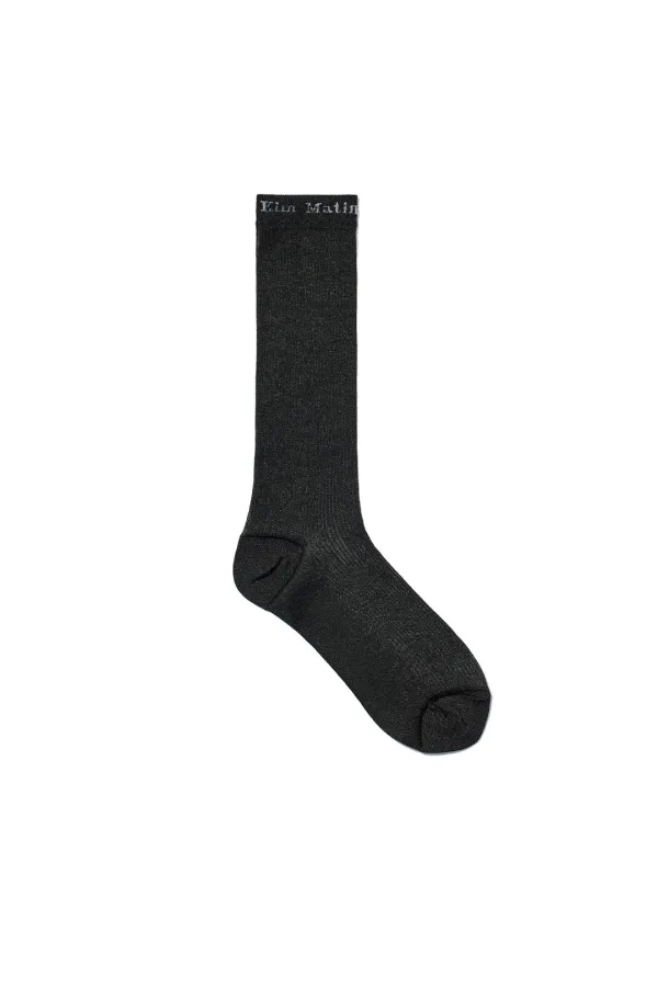 SHEER GLITTER CREW SOCKS IN BLACK