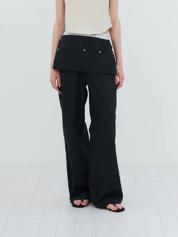 Self work pants set - black