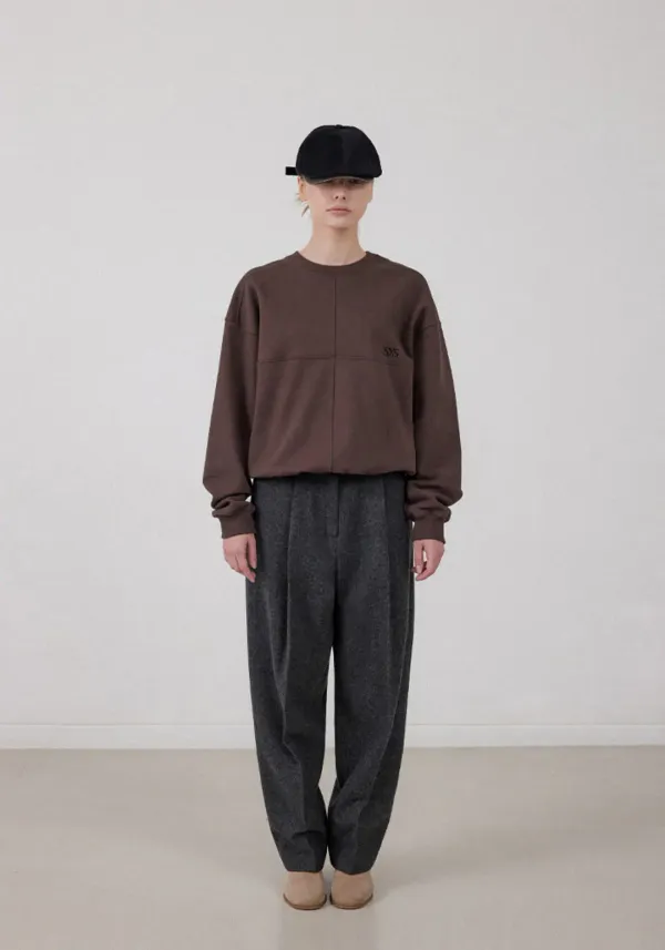 HERRINGBONE TUCK TROUSERS_CHARCOAL