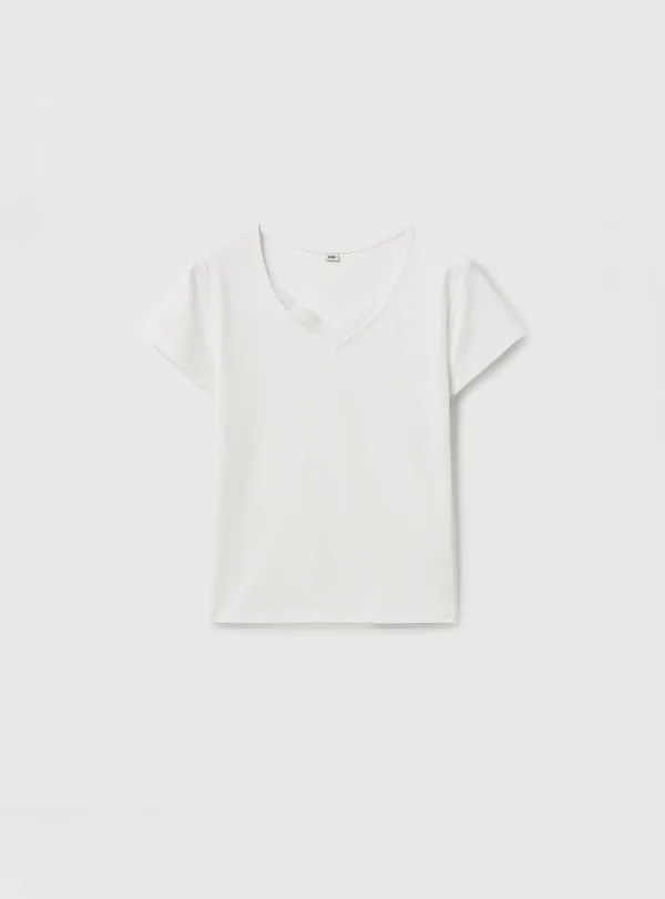V-NECK LACE TOP - IVORY