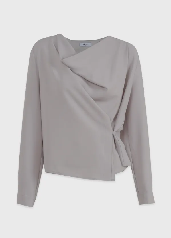 [44-120]  [ EXCLUSIVE ] Marcia Silt Wrap Blouse  마르시아 슬릿 랩 블라우스 (가을-봄-하객룩-격식룩-출근룩-페미닌-클래식-블라우스-긴팔블라우스-타이블라우스-스카프-자체제작)